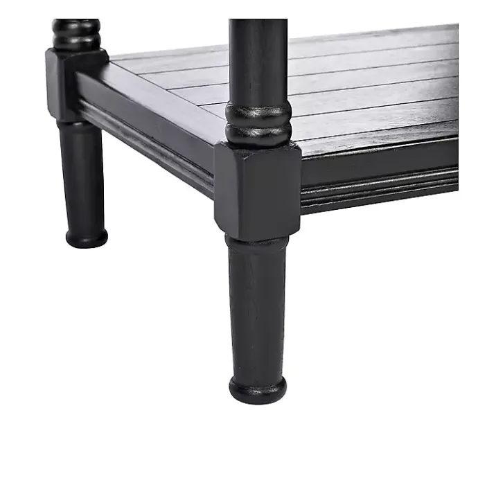 Kirklands Home Carved Pinewood Farmhouse Accent Table Black