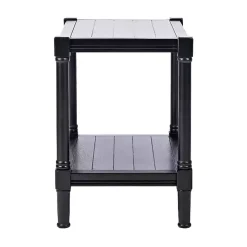 Kirklands Home Carved Pinewood Farmhouse Accent Table Black