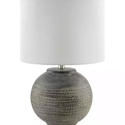 Online Kirklands Home Black Ceramic Carved Lyon Table Lamp White