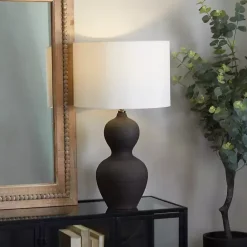 Outlet Kirklands Home Black Ceramic Hourglass Simple Large Table Lamp White