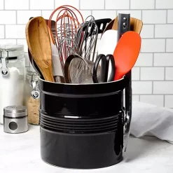 New Kirklands Home Ceramic Oversized Crock with Divider Black