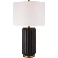 Sale Kirklands Home Black Ceramic Ribbed Table Lamp White
