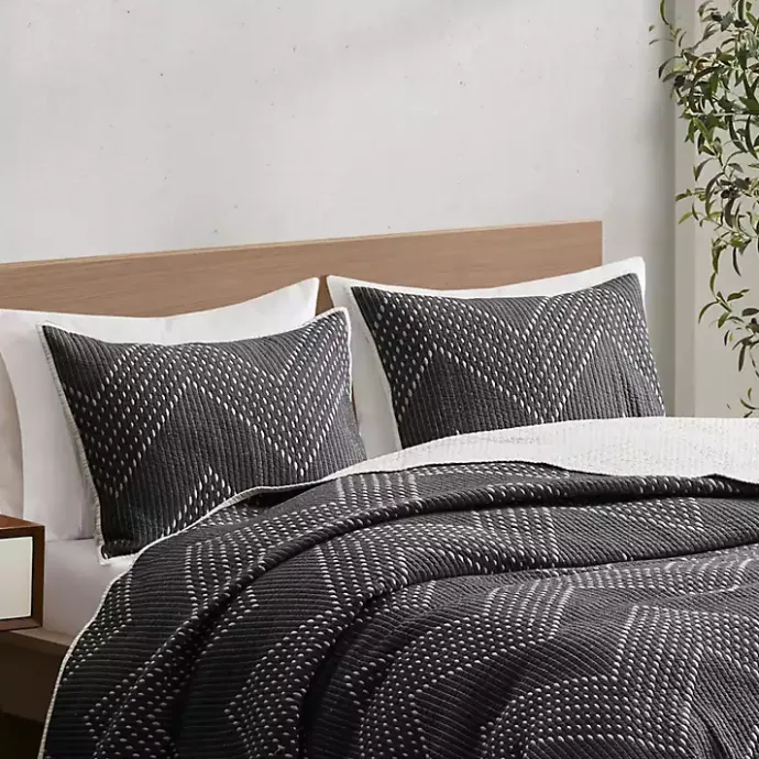 Discount Kirklands Home Chevron Full/Queen 3-pc. Coverlet Set Black