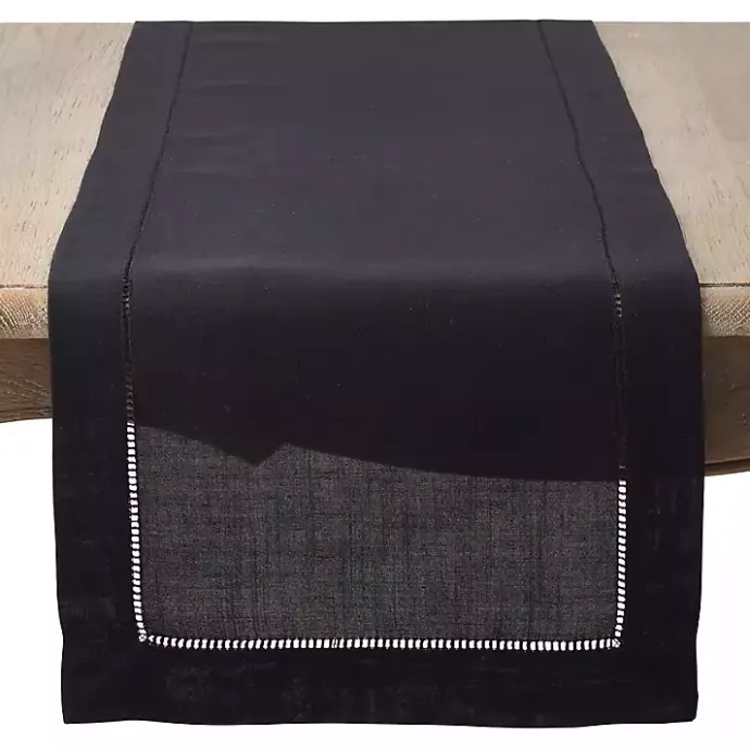 Sale Kirklands Home Classic Hemstitch Border Polyester Runner Black