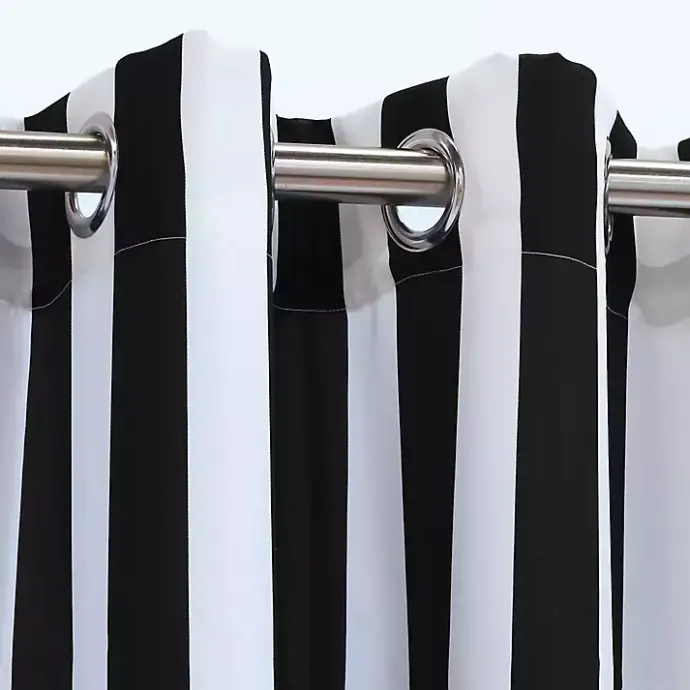 Clearance Kirklands Home Black Coastal Stripe Outdoor Curtain Panel, 84 in.