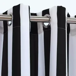 Clearance Kirklands Home Black Coastal Stripe Outdoor Curtain Panel, 96 in.