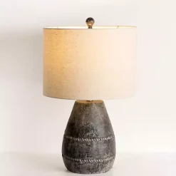 Discount Kirklands Home Black Concrete Porter Table Lamp Ivory