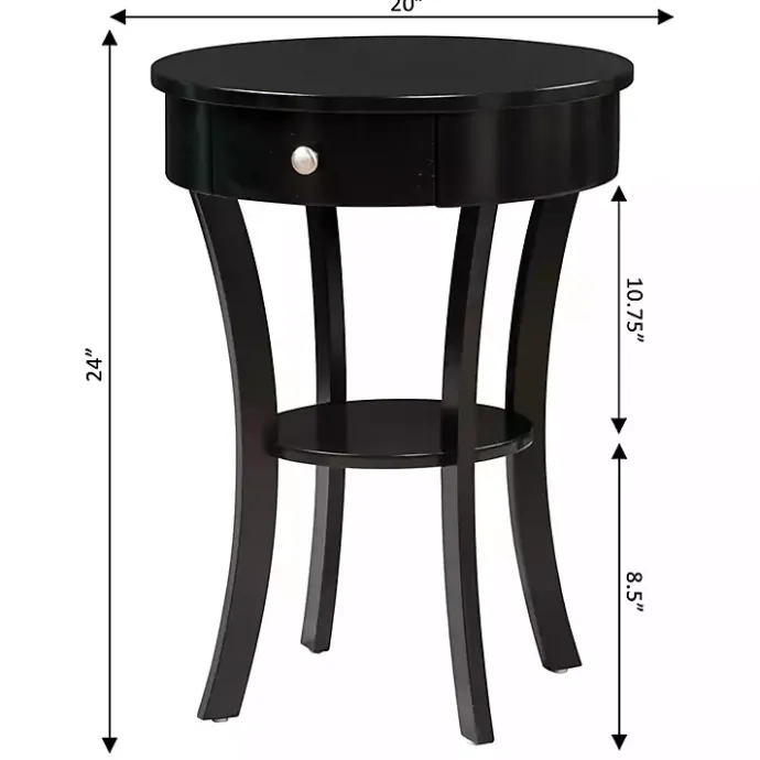 Discount Kirklands Home Curved Legs Round Drawer Accent Table Black