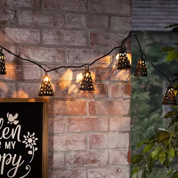 Sale Kirklands Home Cutout Cone Outdoor String Lights Black