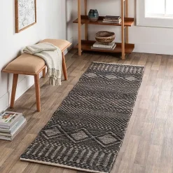 Kirklands Home Diamond Jute Runner, 2x8 Black
