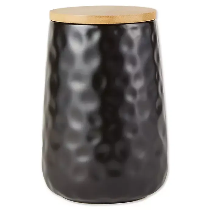 New Kirklands Home Dimpled Bamboo Canisters, Set of 2 Black