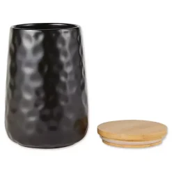 New Kirklands Home Dimpled Bamboo Canisters, Set of 2 Black