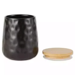 New Kirklands Home Dimpled Bamboo Canisters, Set of 2 Black