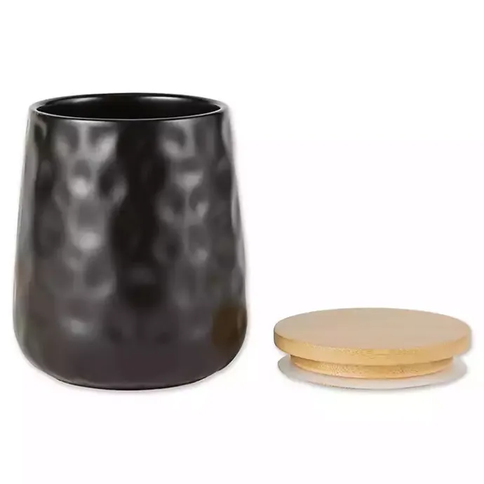 New Kirklands Home Dimpled Bamboo Canisters, Set of 2 Black