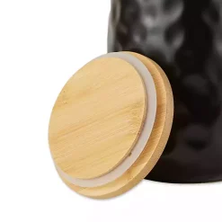 New Kirklands Home Dimpled Bamboo Canisters, Set of 2 Black