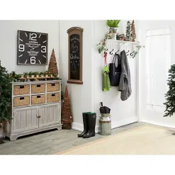 New Kirklands Home Black Distressed Wood Face Square Clock
