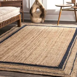 Hot Kirklands Home Black Double Border Braided Jute Area Rug, 5x8