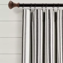 New Kirklands Home Farmhouse Stripe Curtain Panel Set, 108 in. Black