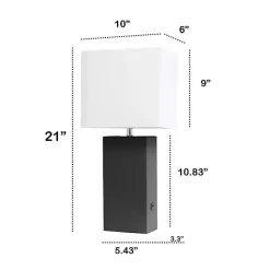 Sale Kirklands Home Faux Leather Charging Table Lamp Black