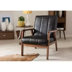 Online Kirklands Home Faux Leather Kegan Accent Chair Black