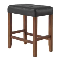 Discount Kirklands Home Faux Leather Madison Walnut Counter Stool Black