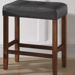 Discount Kirklands Home Faux Leather Madison Walnut Counter Stool Black