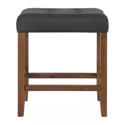 Discount Kirklands Home Faux Leather Madison Walnut Counter Stool Black