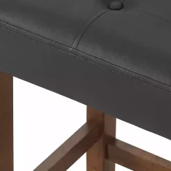 Discount Kirklands Home Faux Leather Madison Walnut Counter Stool Black