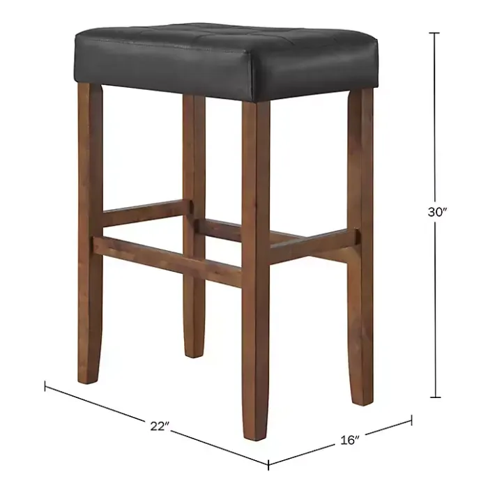 Best Kirklands Home Black Faux Leather Madison Walnut Stool Bar