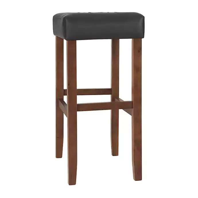Best Kirklands Home Black Faux Leather Madison Walnut Stool Bar