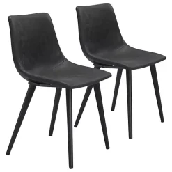 Clearance Kirklands Home Faux Leather Scoop Dining Chairs, Set of 2 Black