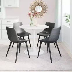 Clearance Kirklands Home Faux Leather Scoop Dining Chairs, Set of 2 Black