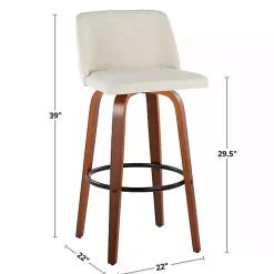 Outlet Kirklands Home Faux Leather Torino Bar Stools, Set of 2 Black