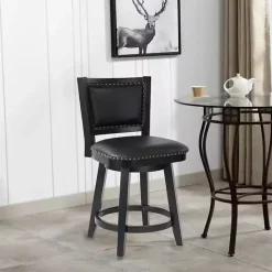 Outlet Kirklands Home Faux Leather Upholstered Counter Stool Black