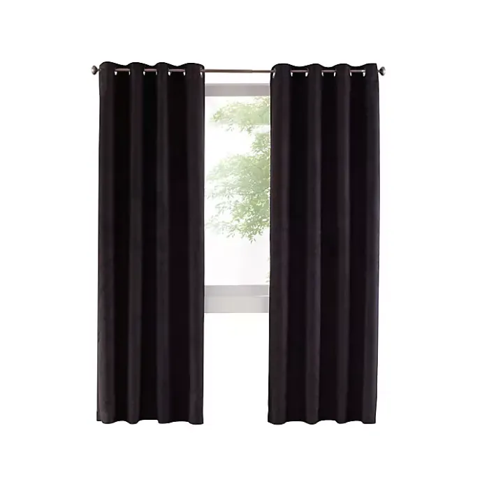 Outlet Kirklands Home Faux Suede out Curtain Panel, 95 in. Black