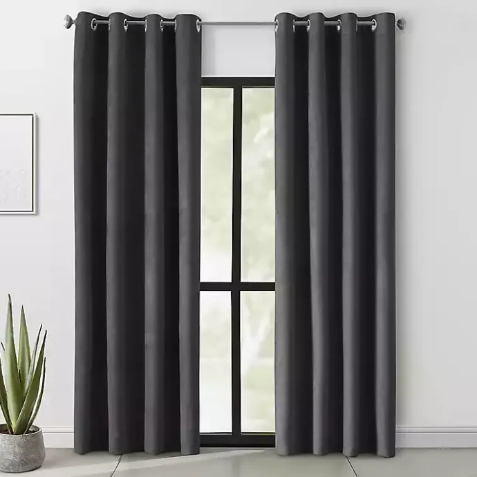 Outlet Kirklands Home Faux Suede out Curtain Panel, 95 in. Black