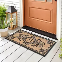 Outlet Kirklands Home Black Fleur De Lis Monogram H Doormat