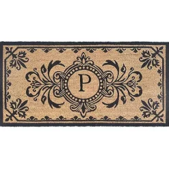 Discount Kirklands Home Black Fleur De Lis Monogram P Doormat