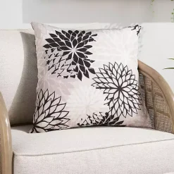 Discount Kirklands Home Floral Chevron Outdoor Throw Pillow Black