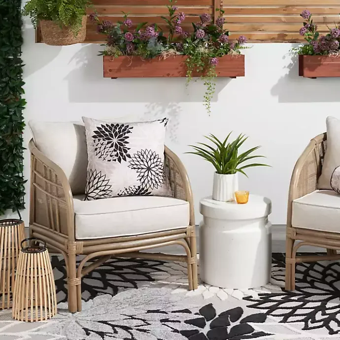 Discount Kirklands Home Floral Chevron Outdoor Throw Pillow Black