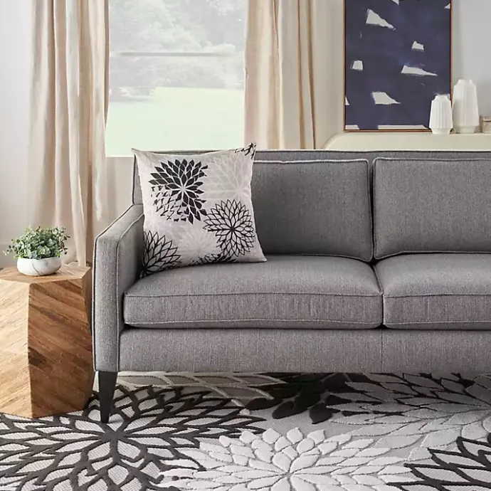 Discount Kirklands Home Floral Chevron Outdoor Throw Pillow Black