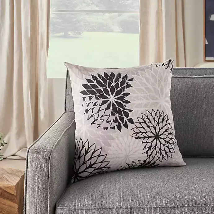 Discount Kirklands Home Floral Chevron Outdoor Throw Pillow Black