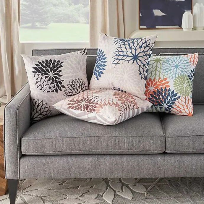 Discount Kirklands Home Floral Chevron Outdoor Throw Pillow Black