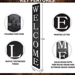 Sale Kirklands Home Foldable Welcome Porch Board Black