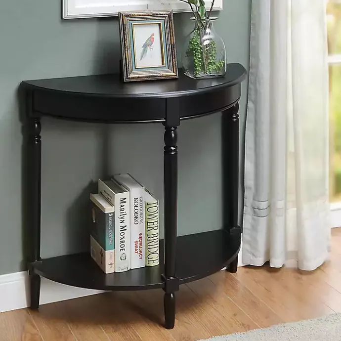 Discount Kirklands Home French Country Half Round Console Table Black