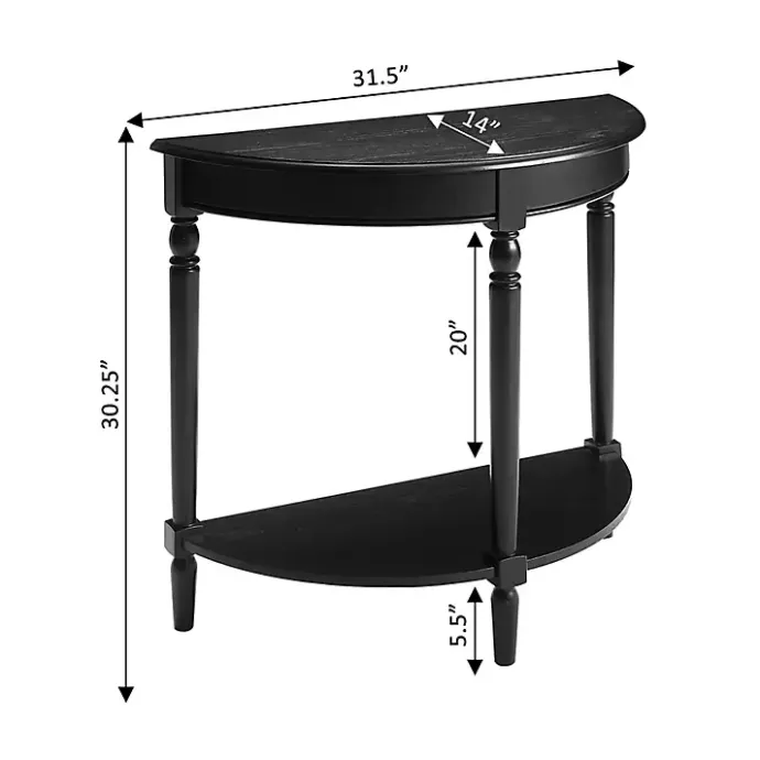 Discount Kirklands Home French Country Half Round Console Table Black