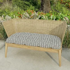 Online Kirklands Home French Edge Outdoor Wicker Settee Cushion Black