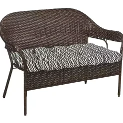 Online Kirklands Home French Edge Outdoor Wicker Settee Cushion Black