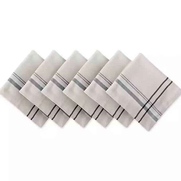 Kirklands Home French Stripe Napkins, Set of 6 Black