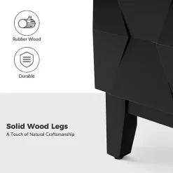 Kirklands Home Geometric 2-Drawer Charging Nightstand Black
